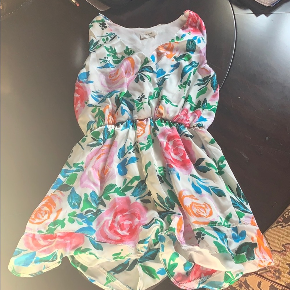 Everly Multicolor Floral Romper w/ Ruffle Bottom